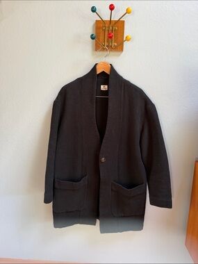 tentree Black Shawl-Collar Cardigan with front pockets